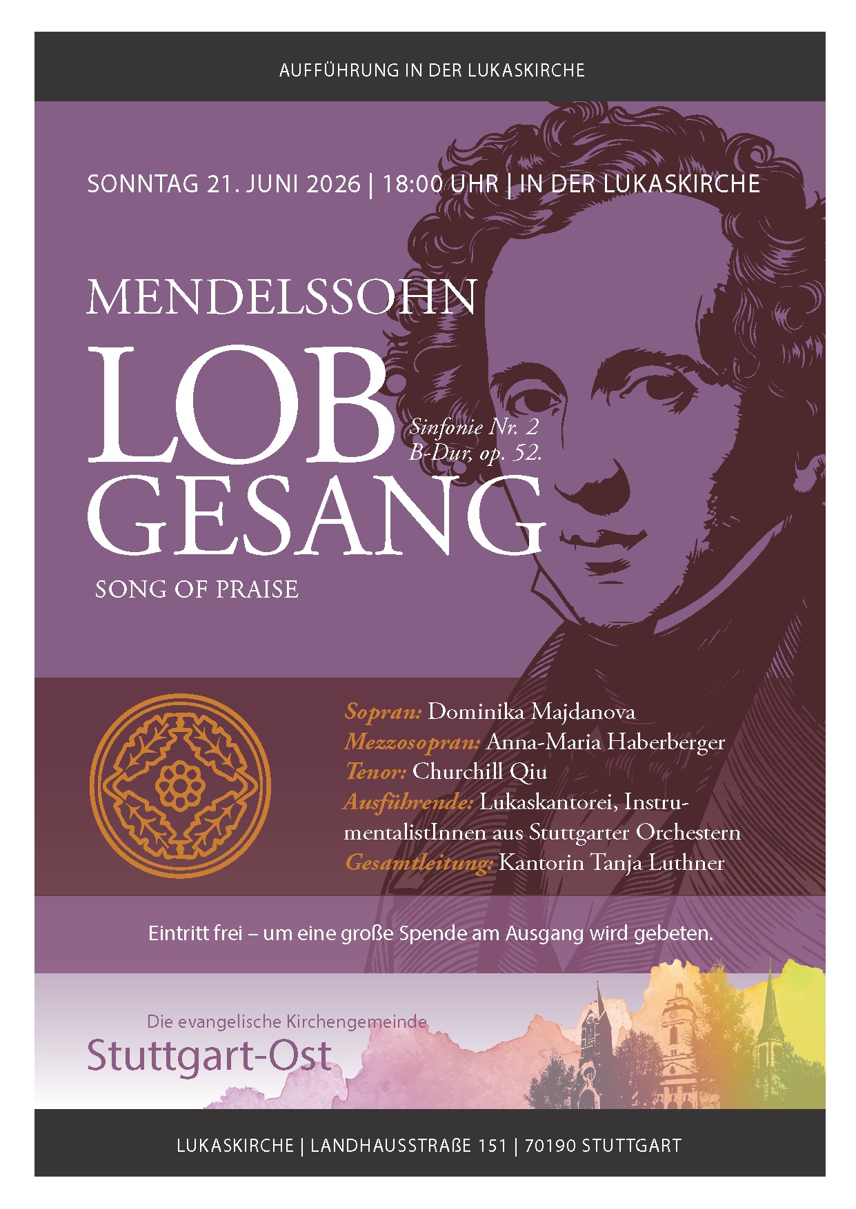 Plakat: Mendelssohn – Sinfonie Nr. 2 Lobgesang